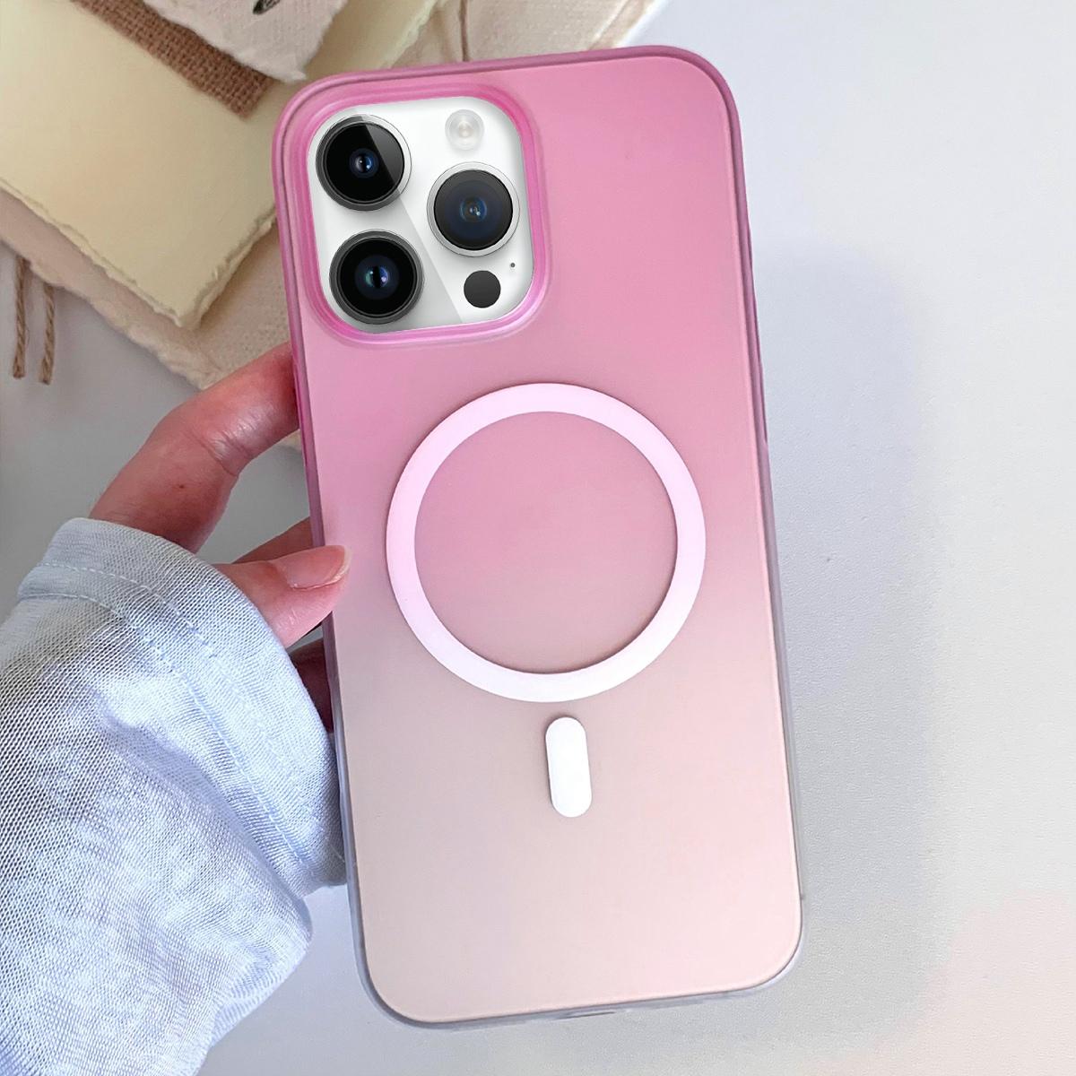 For iPhone 13 Pro Max Frosted Gradient TPU Magnetic Phone Case(Pink) - Shopkiz.com