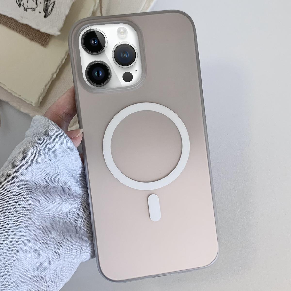 For iPhone 13 Pro Max Frosted Gradient TPU Magnetic Phone Case(Gray) - Shopkiz.com