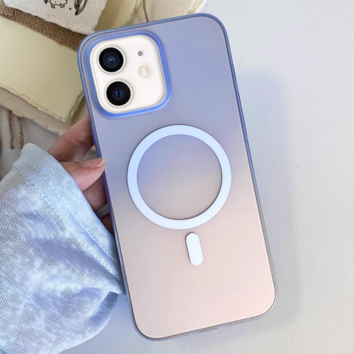 For iPhone 11 Frosted Gradient TPU Magnetic Phone Case(Blue) - Shopkiz.com