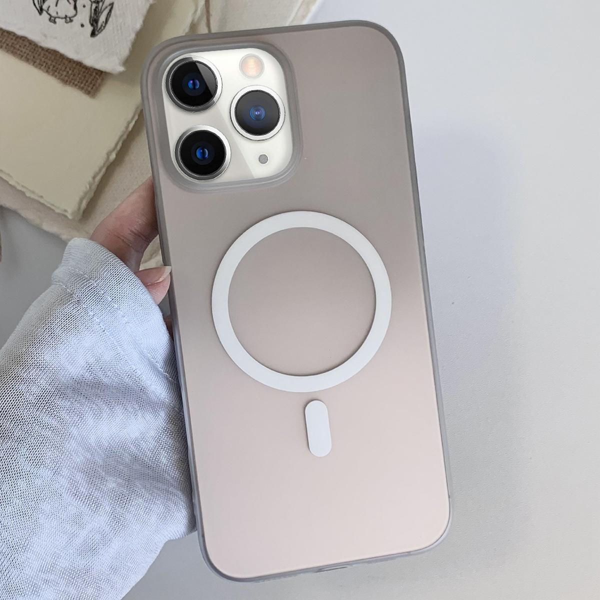 For iPhone 11 Pro Frosted Gradient TPU Magnetic Phone Case(Gray) - Shopkiz.com