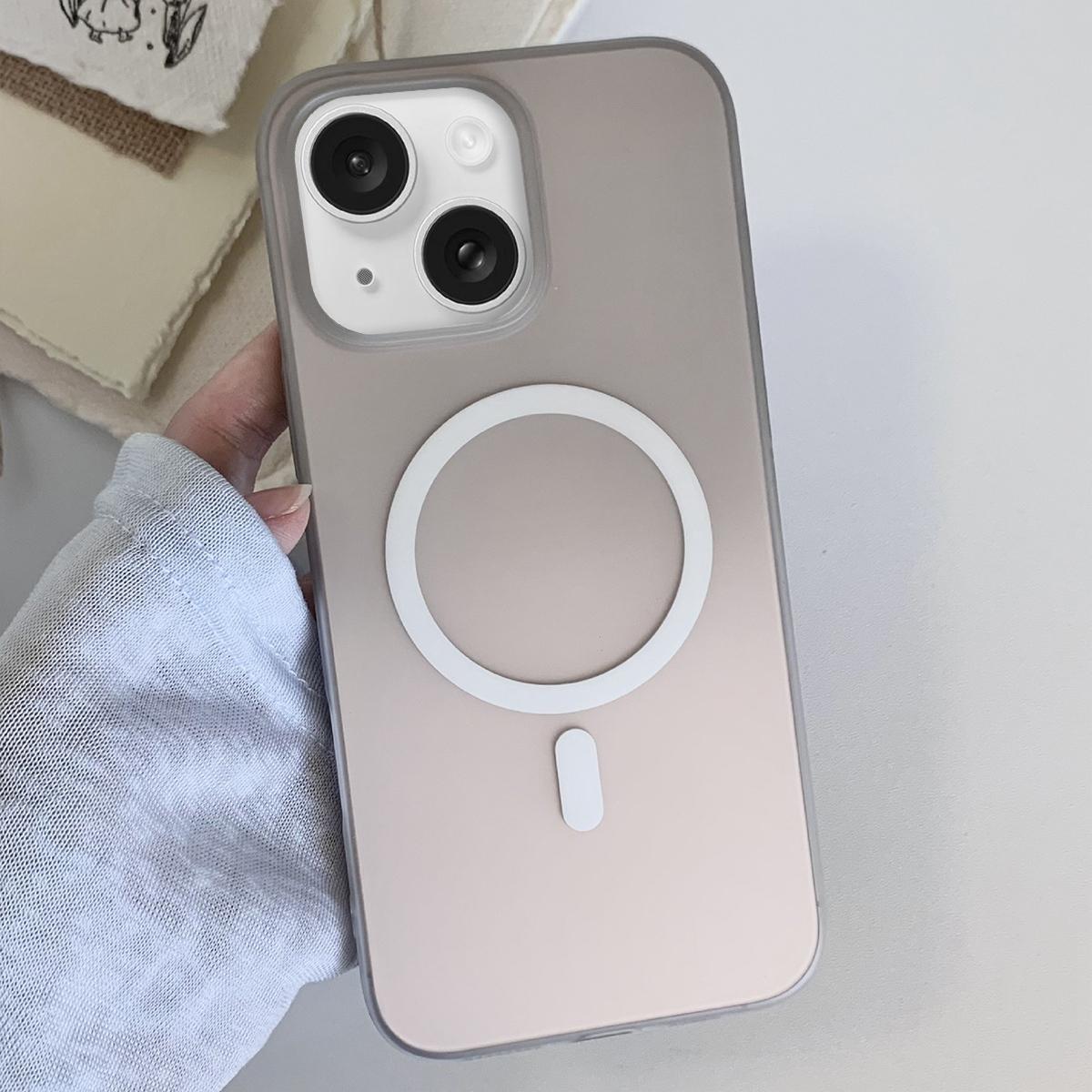 For iPhone 15 Plus Frosted Gradient TPU Magnetic Phone Case(Gray) - Shopkiz.com