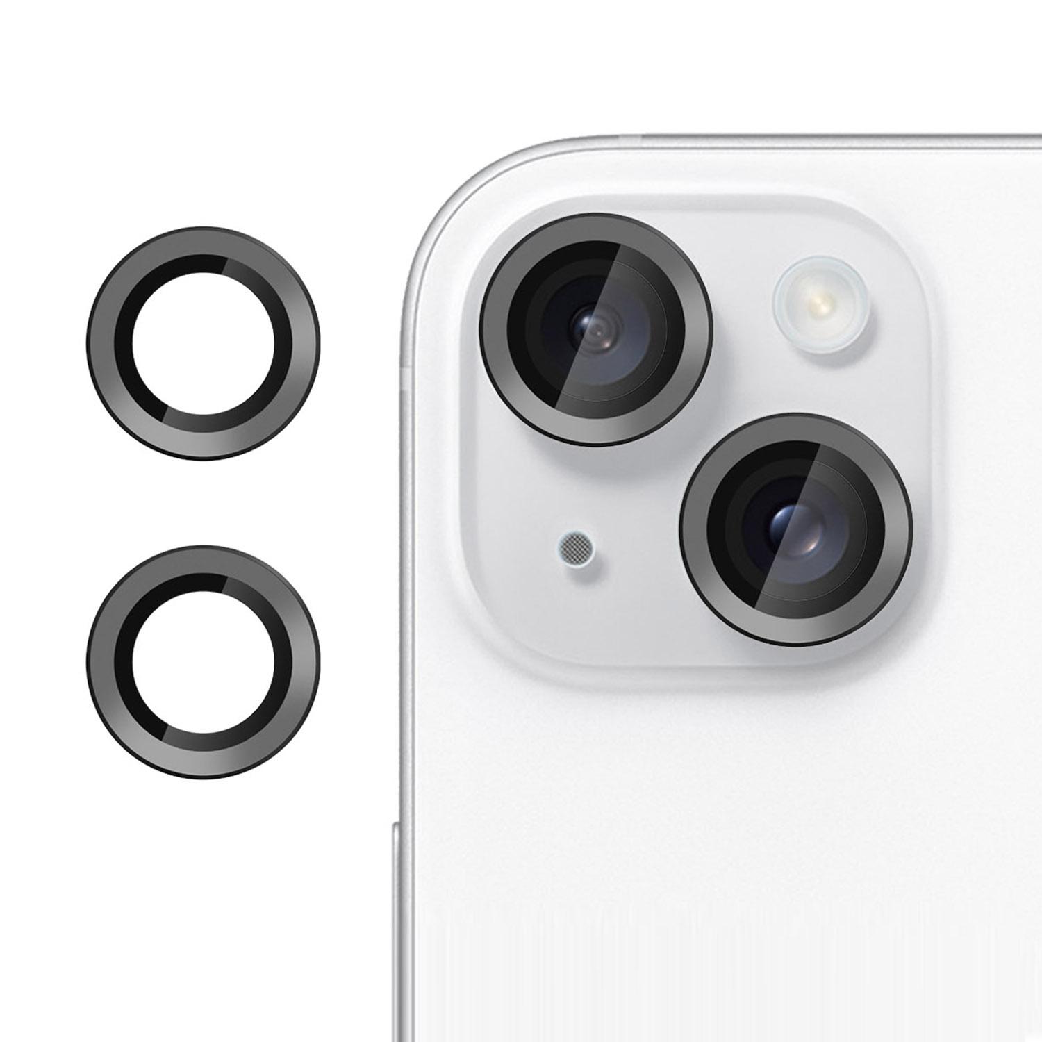 For iPhone 14 / 14 Plus Kalebol No Flicker Ultra-Thin Individual Camera Lens Tempered Glass Film(Black) - Shopkiz.com