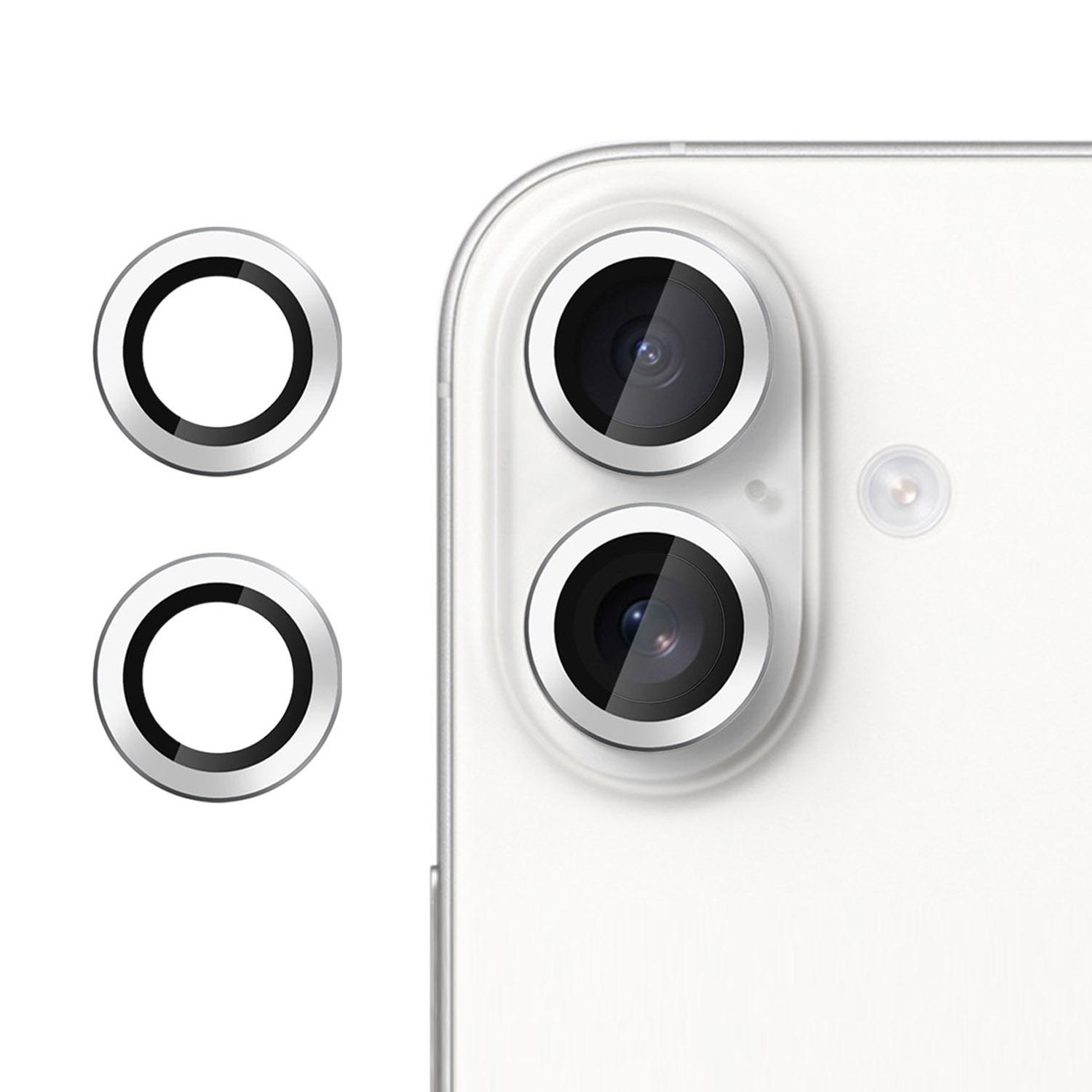 For iPhone 16 / 16 Plus Kalebol No Flicker Ultra-Thin Individual Camera Lens Tempered Glass Film(Silver) - Shopkiz.com