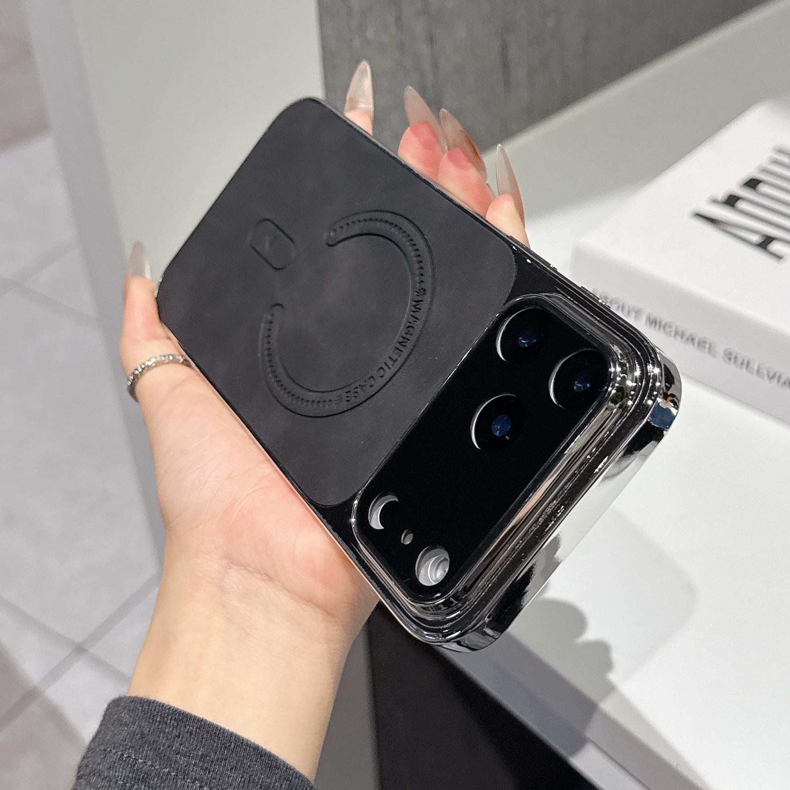 For iPhone 17 Pro Fine Hole Lambskin Magnetic Phone Case(Black) - Shopkiz.com