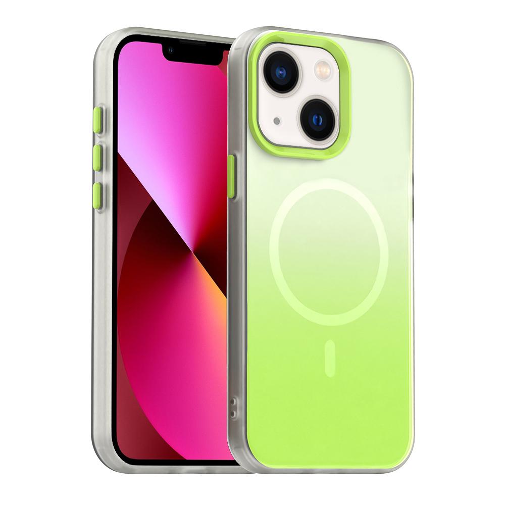 For iPhone 13 Candy Gradient Series 3 in 1 Hybrid Magnetic Phone Case(Green) - Shopkiz.com