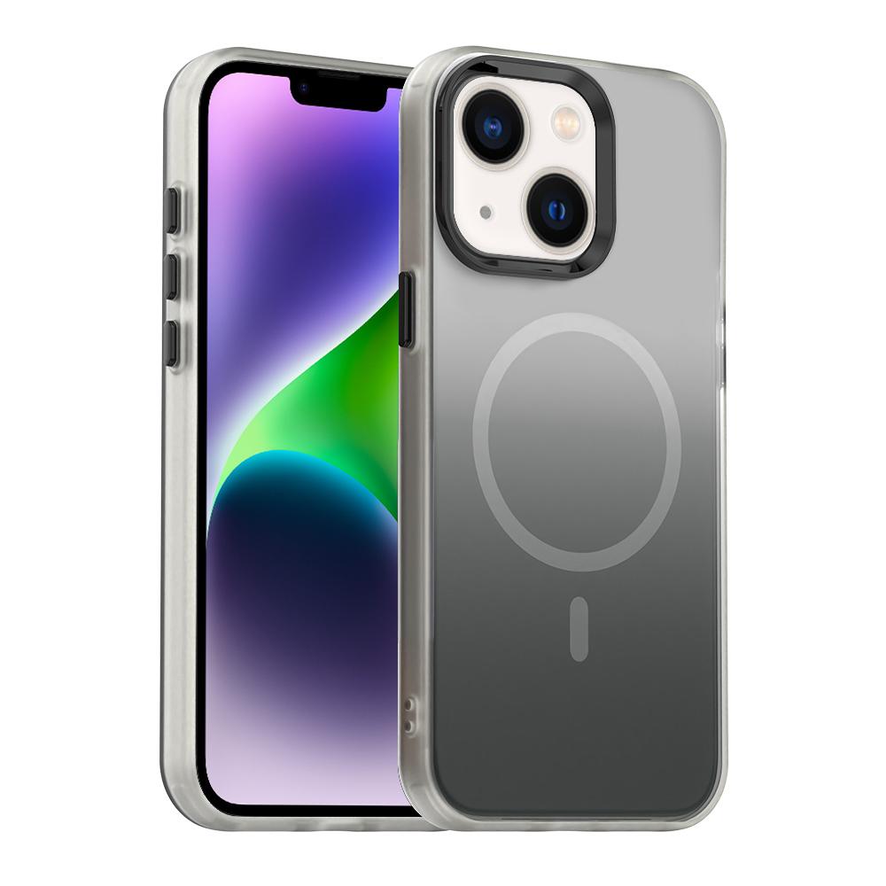 For iPhone 14 Candy Gradient Series 3 in 1 Hybrid Magnetic Phone Case(Black) - Shopkiz.com