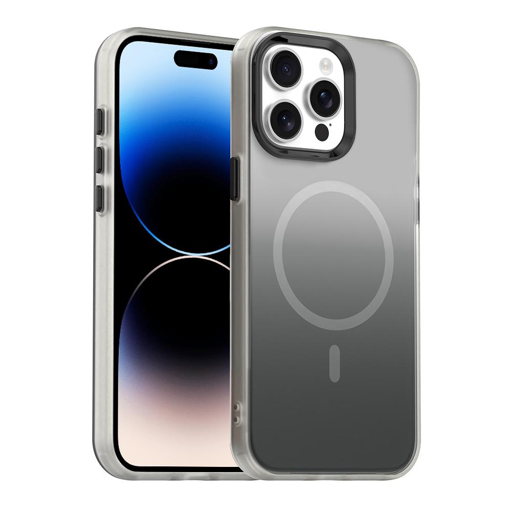 For iPhone 14 Pro Candy Gradient Series 3 in 1 Hybrid Magnetic Phone Case(Black) - Shopkiz.com