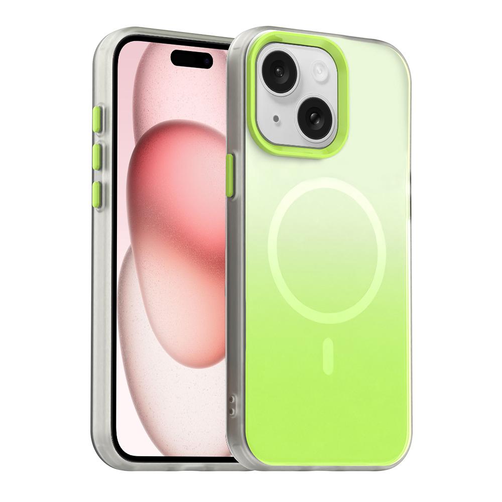 For iPhone 15 Plus Candy Gradient Series 3 in 1 Hybrid Magnetic Phone Case(Green) - Shopkiz.com