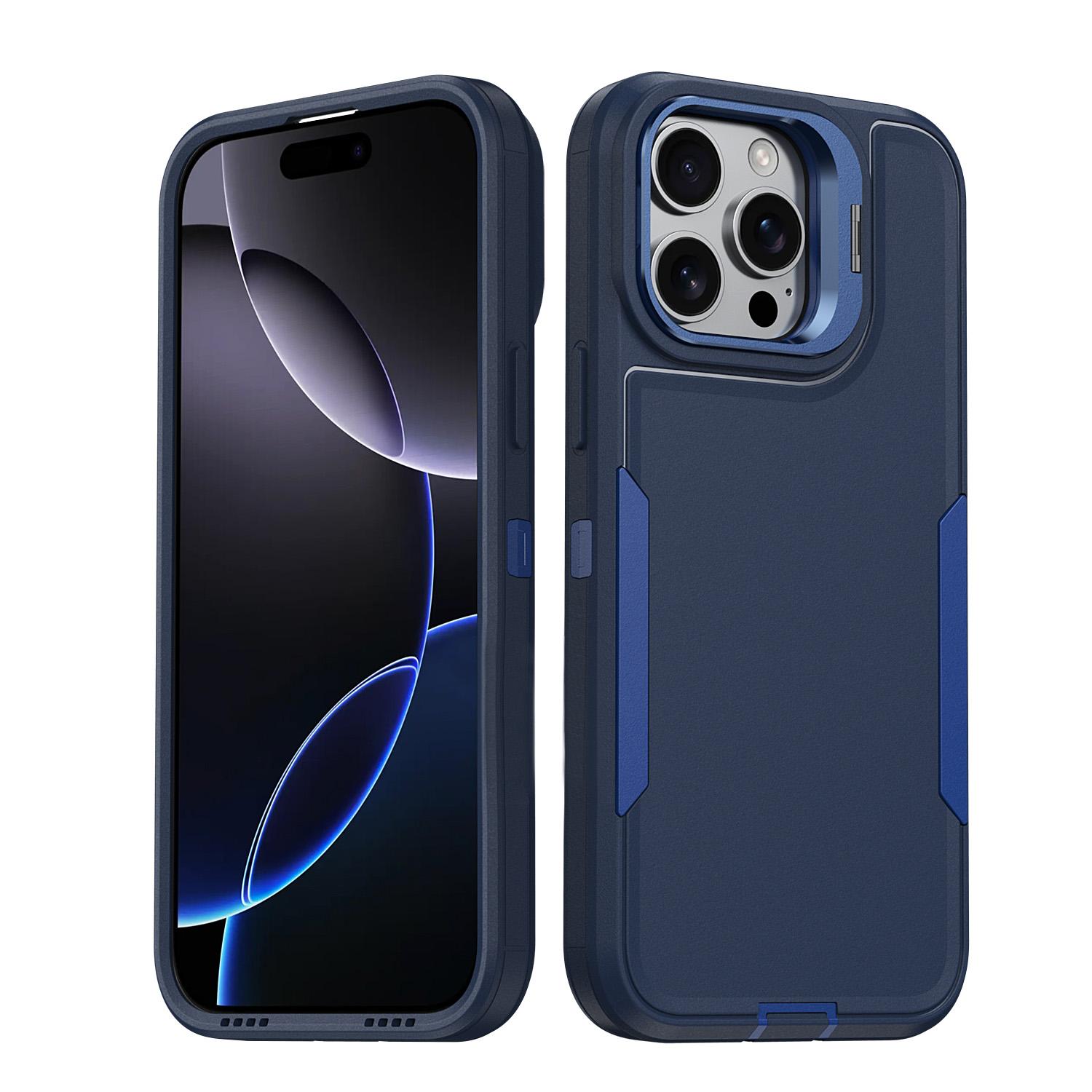 For iPhone 13 Pro Max / 12 Pro Max Traveler Lens Frame Holder Phone Case(Blue) - Shopkiz.com