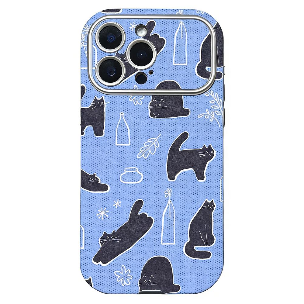 For iPhone 16 Pro Rounded Edge Large Window Silicone Phone Case(Black Cat) - Shopkiz.com