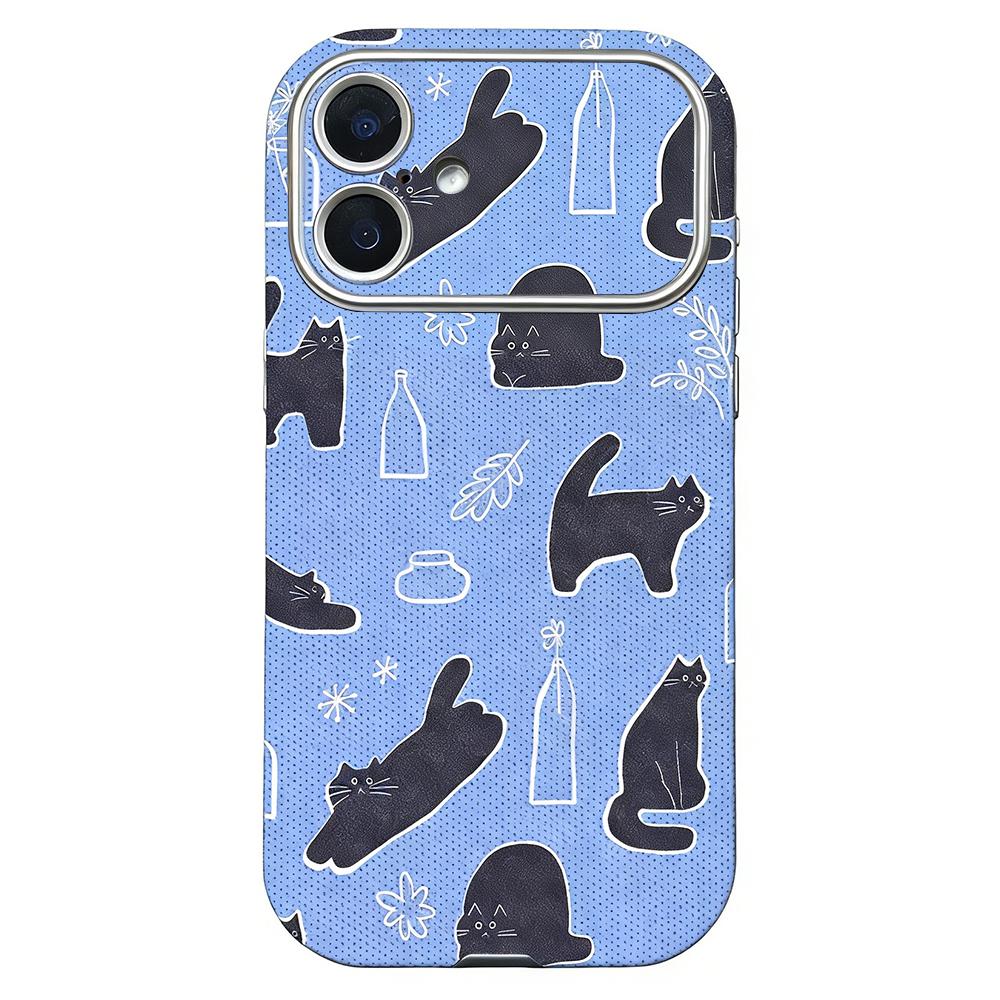 For iPhone 16 Rounded Edge Large Window Silicone Phone Case(Black Cat) - Shopkiz.com