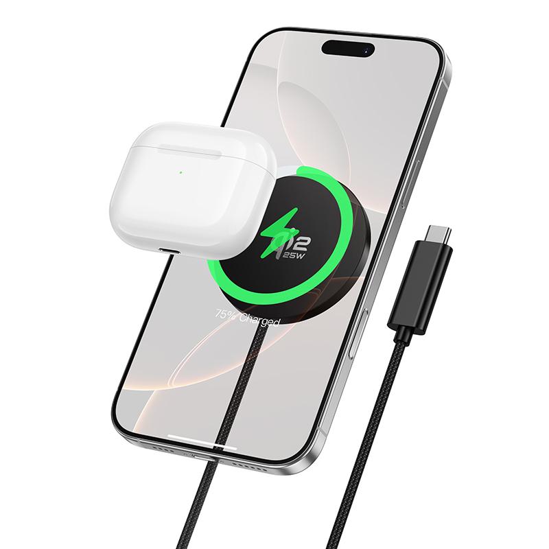 hoco CW63 Pro Qi2.2 Magnetic Wireless Fast Charger(Black) - Shopkiz.com