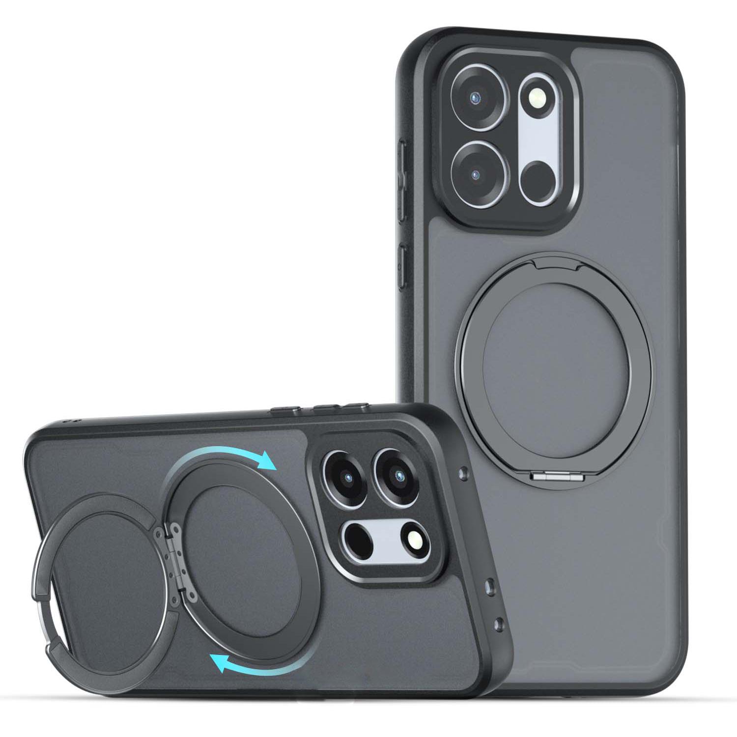 For OnePlus Turbo 6 / Turbo 6V / Nord 6 Armor Magnetic Holder PC Hybrid TPU Phone Case(Frosted Black) - Shopkiz.com