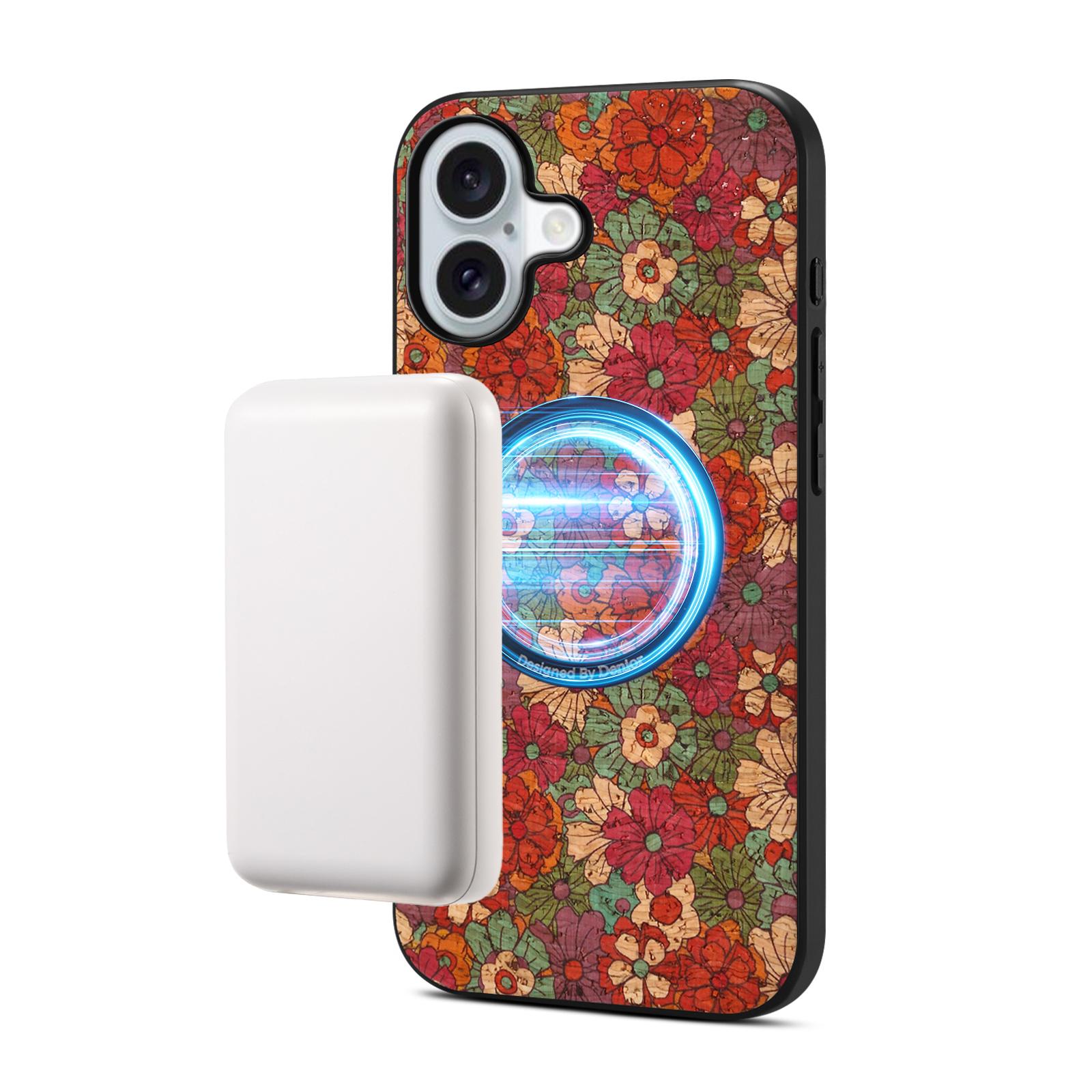 For iPhone 17 Denior A07 Flower Language Series Magnetic Vegan Leather Phone Case(Red) - Shopkiz.com