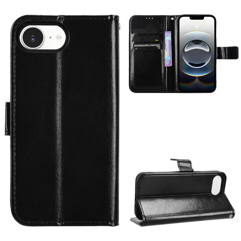 For iPhone 17e / 16e Retro Crazy Horse Texture Vegan Leather Phone Case(Black) - Shopkiz.com