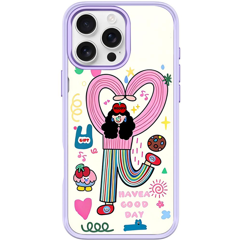 For iPhone 16 Pro Dopamine Girl Pattern Magnetic Phone Case(Light Purple) - Shopkiz.com