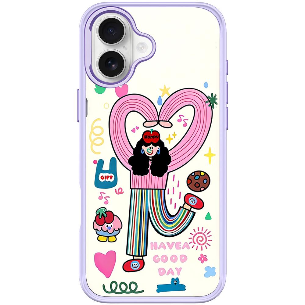 For iPhone 17 Dopamine Girl Pattern Magnetic Phone Case(Light Purple) - Shopkiz.com