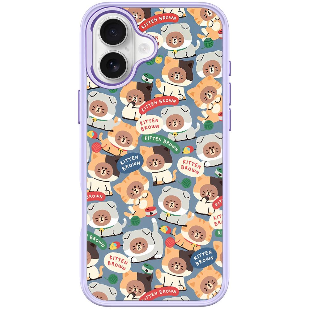 For iPhone 17 Adorable Little Bear Pattern Magnetic Phone Case(Light Purple) - Shopkiz.com