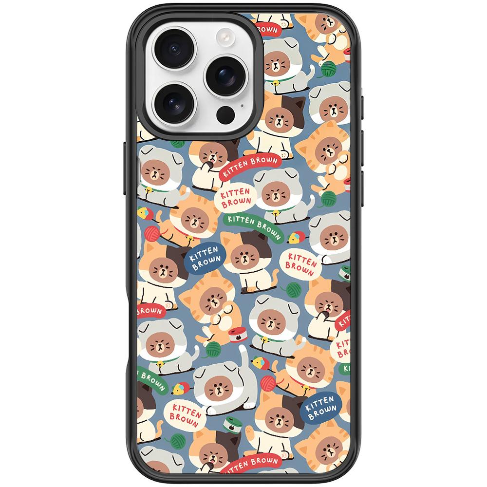 For iPhone 16 Pro Adorable Little Bear Pattern Magnetic Phone Case(Black) - Shopkiz.com