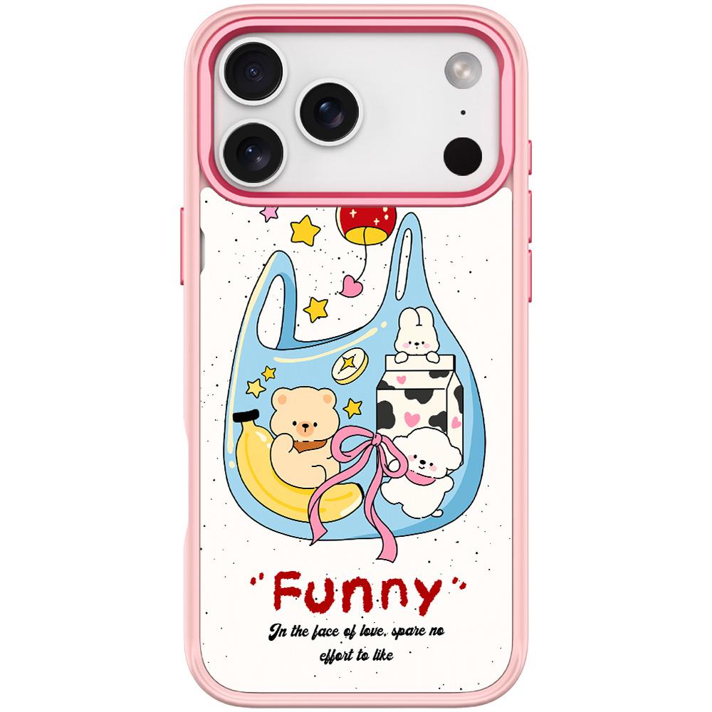 For iPhone 17 Pro Max Adorable Handbag Bear Pattern Magnetic Phone Case(Pink) - Shopkiz.com
