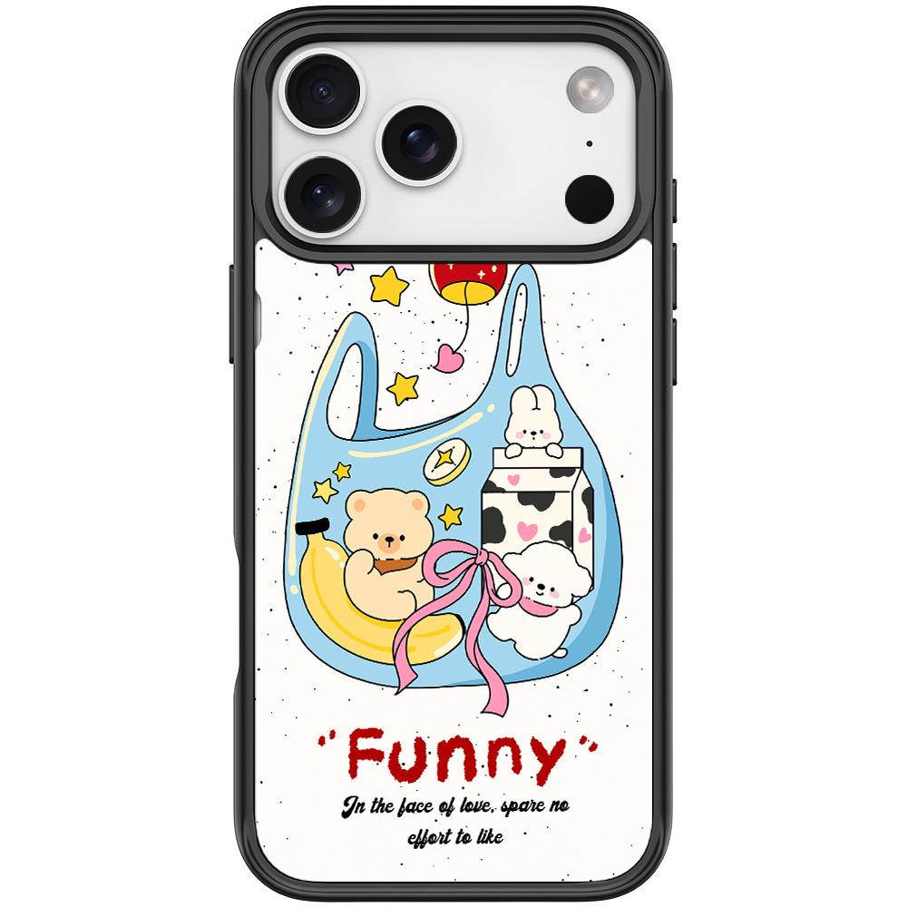 For iPhone 17 Pro Adorable Handbag Bear Pattern Magnetic Phone Case(Black) - Shopkiz.com