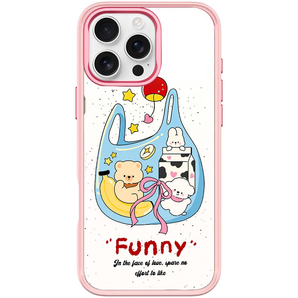 For iPhone 16 Pro Max Adorable Handbag Bear Pattern Magnetic Phone Case(Pink) - Shopkiz.com