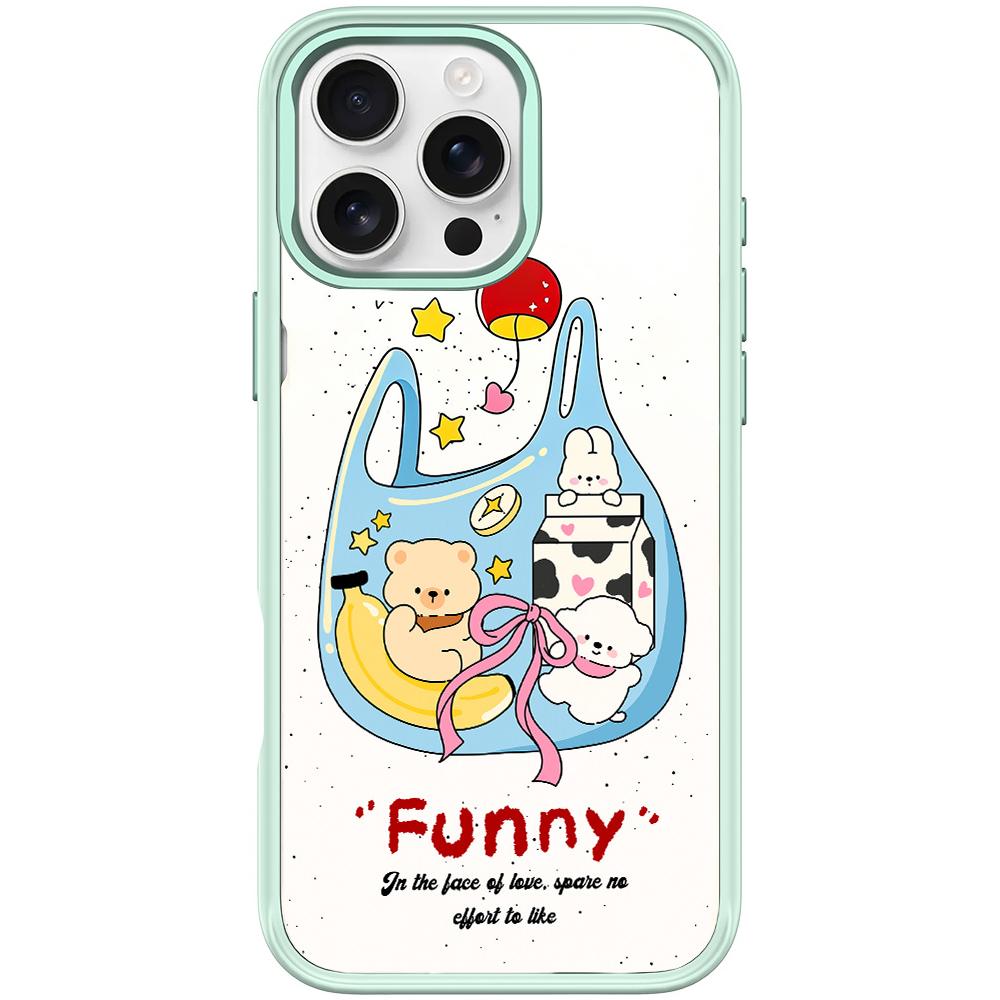 For iPhone 16 Pro Adorable Handbag Bear Pattern Magnetic Phone Case(Light Green) - Shopkiz.com