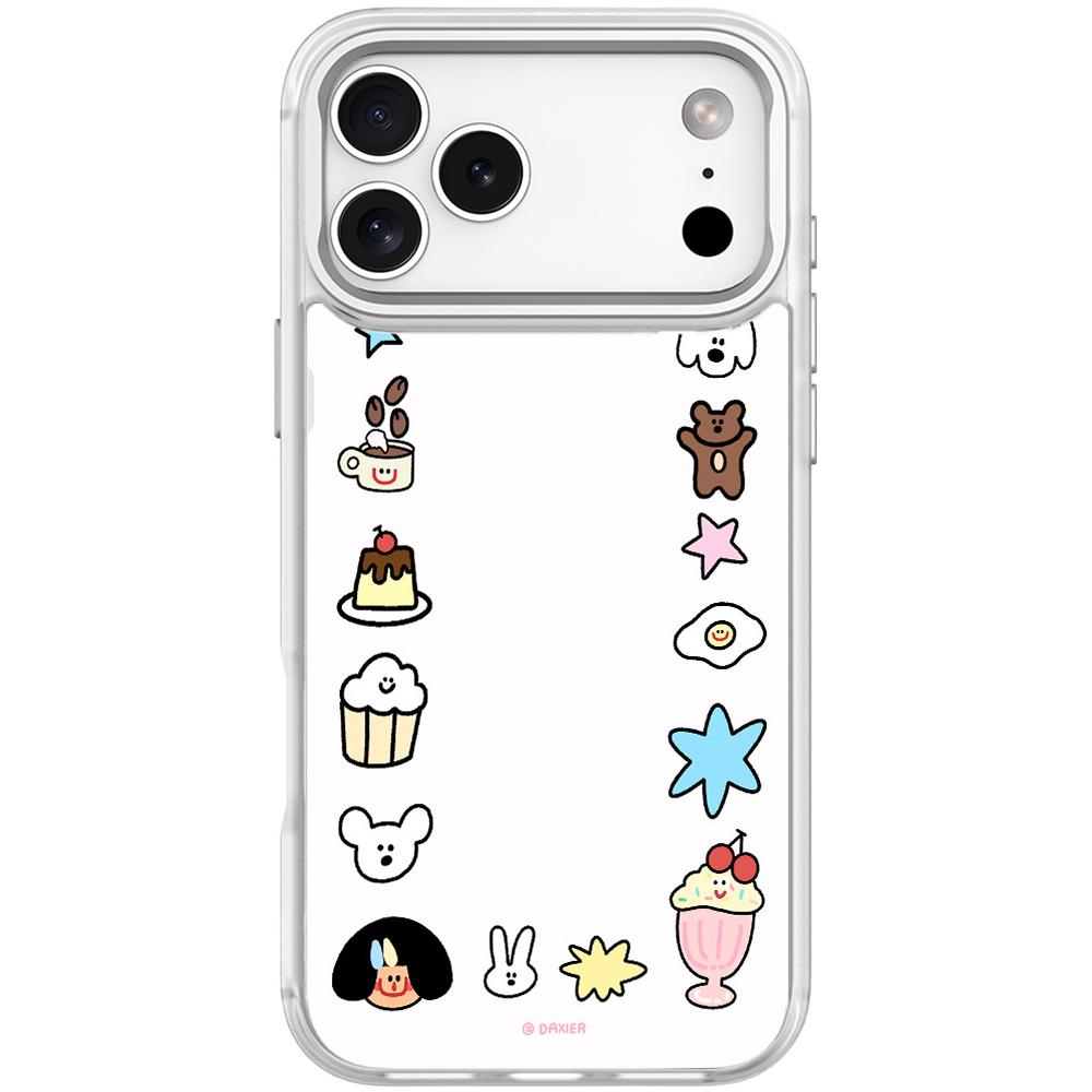 For iPhone 17 Pro Max Adorable Little Guy Pattern Magnetic Phone Case(Transparent White) - Shopkiz.com