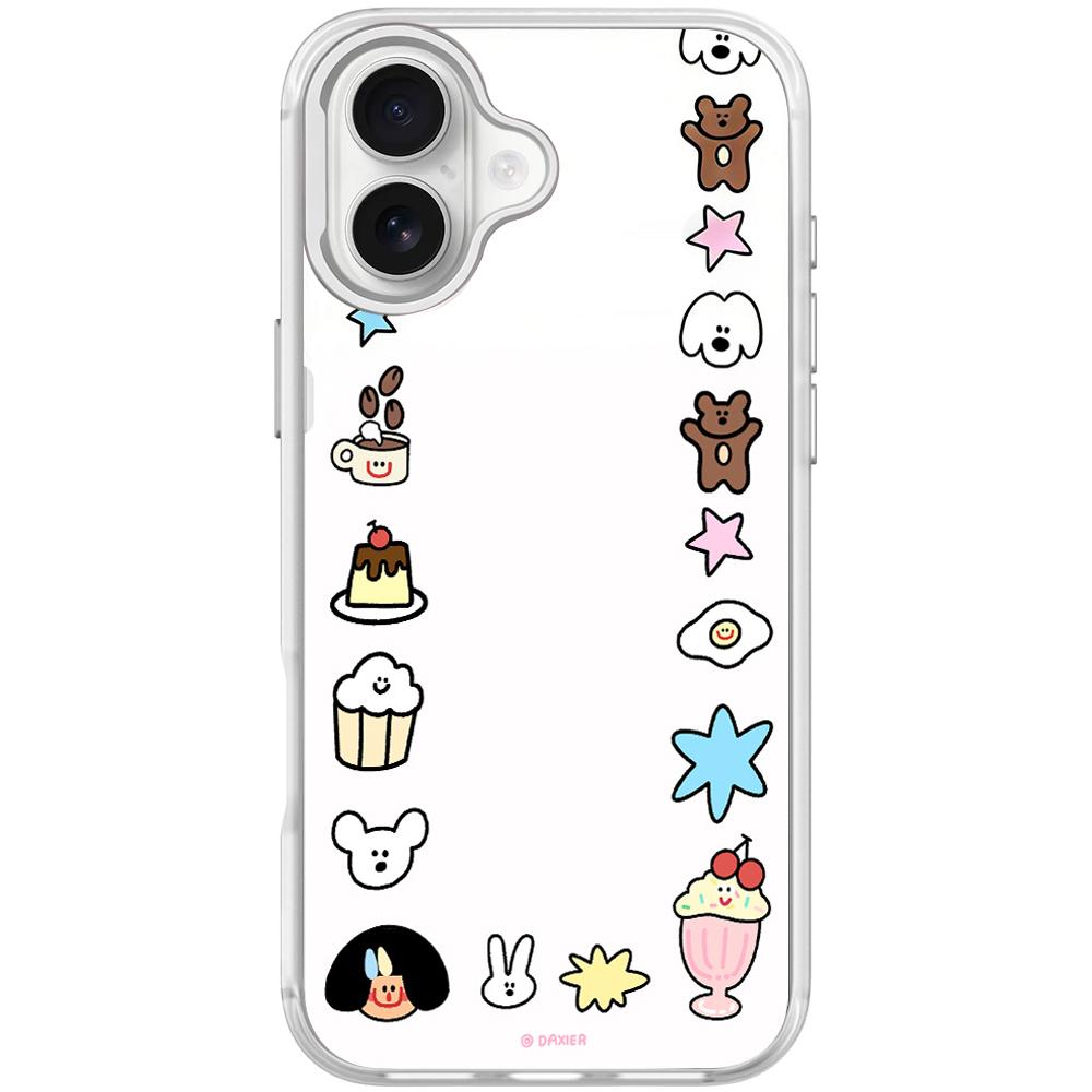 For iPhone 17 Adorable Little Guy Pattern Magnetic Phone Case(Transparent White) - Shopkiz.com