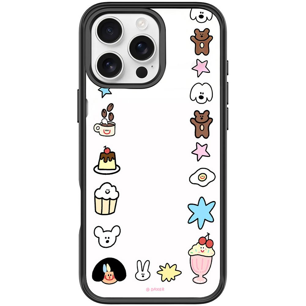 For iPhone 16 Pro Max Adorable Little Guy Pattern Magnetic Phone Case(Black) - Shopkiz.com