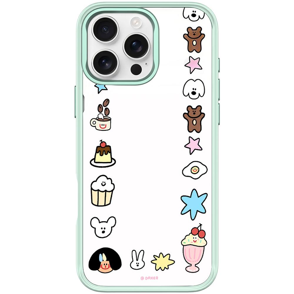 For iPhone 16 Pro Max Adorable Little Guy Pattern Magnetic Phone Case(Light Green) - Shopkiz.com