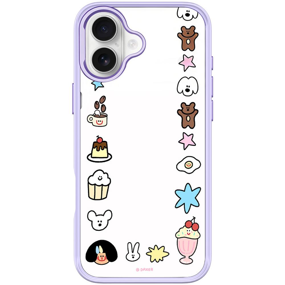 For iPhone 16 Adorable Little Guy Pattern Magnetic Phone Case(Light Purple) - Shopkiz.com