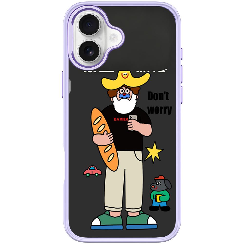 For iPhone 16 Not Anxiety Pattern Magnetic Phone Case(Light Purple) - Shopkiz.com