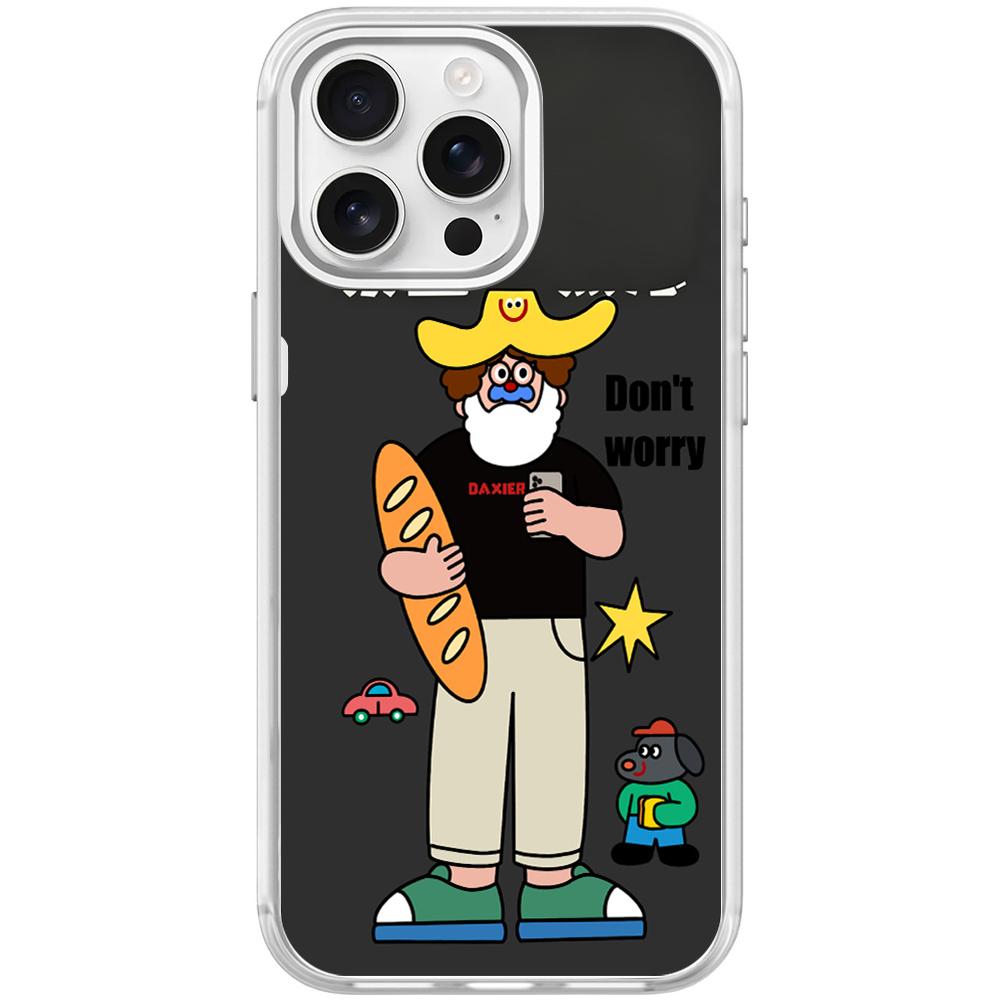 For iPhone 15 Pro Max Not Anxiety Pattern Magnetic Phone Case(Transparent White) - Shopkiz.com