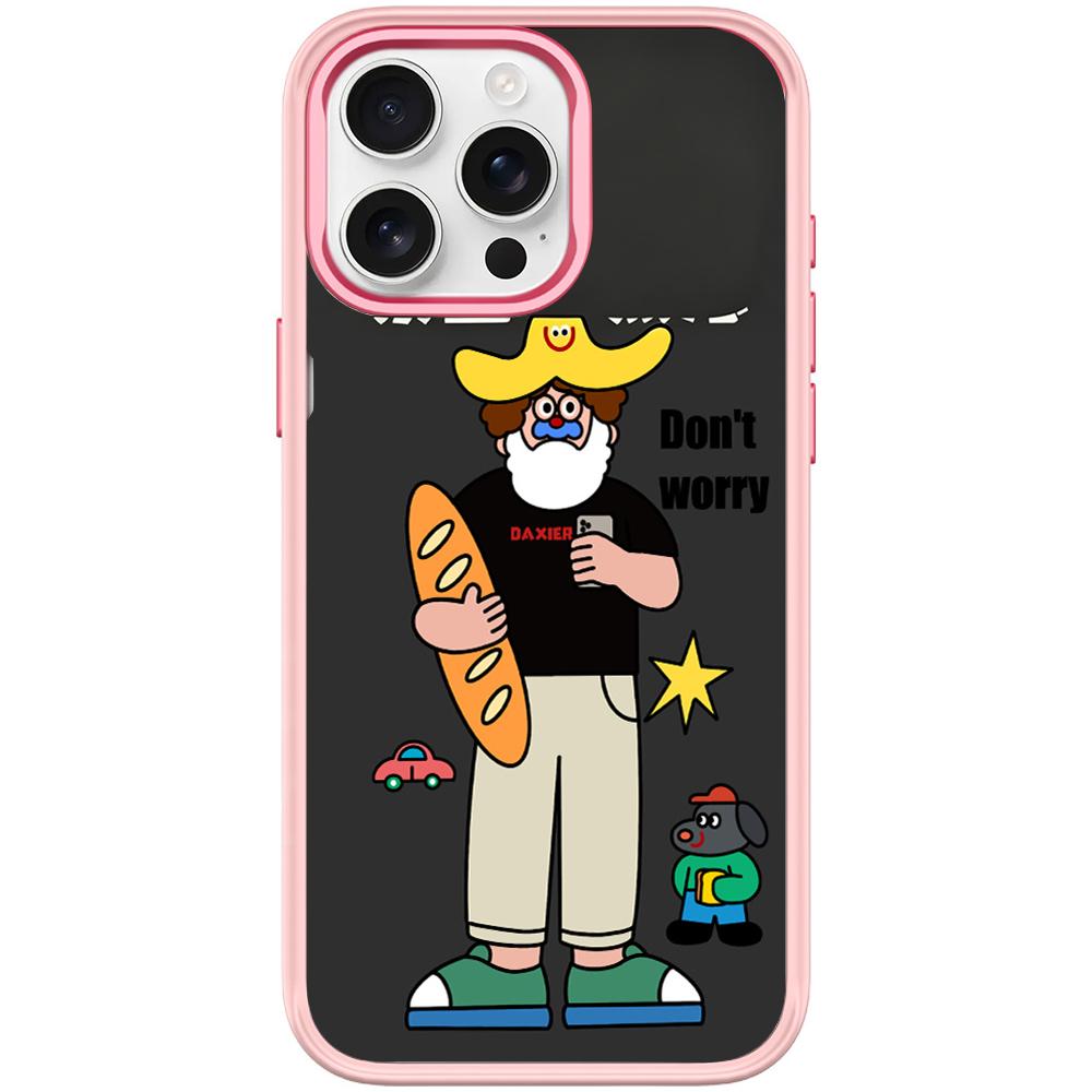 For iPhone 15 Pro Max Not Anxiety Pattern Magnetic Phone Case(Pink) - Shopkiz.com