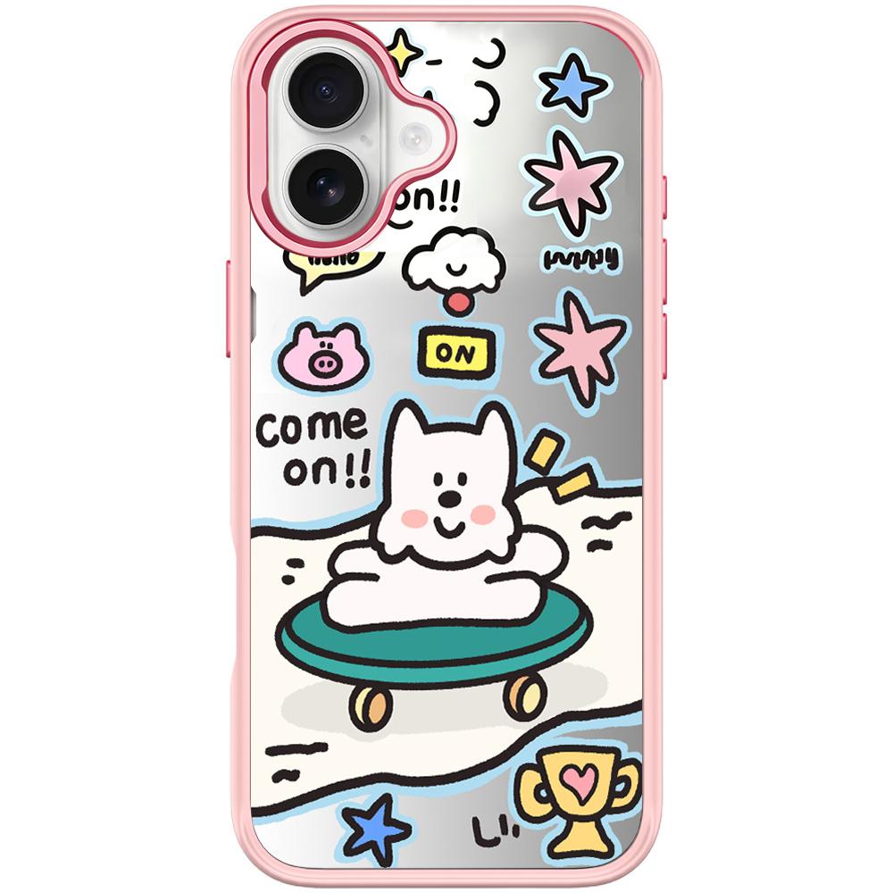 For iPhone 16 Plus Happy Weekend Pattern Magnetic Phone Case(Pink) - Shopkiz.com