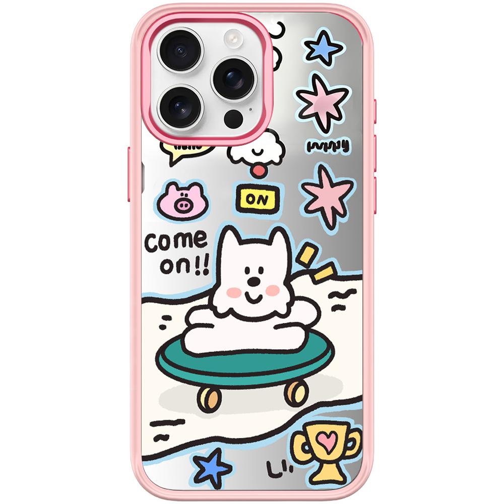 For iPhone 15 Pro Max Happy Weekend Pattern Magnetic Phone Case(Pink) - Shopkiz.com