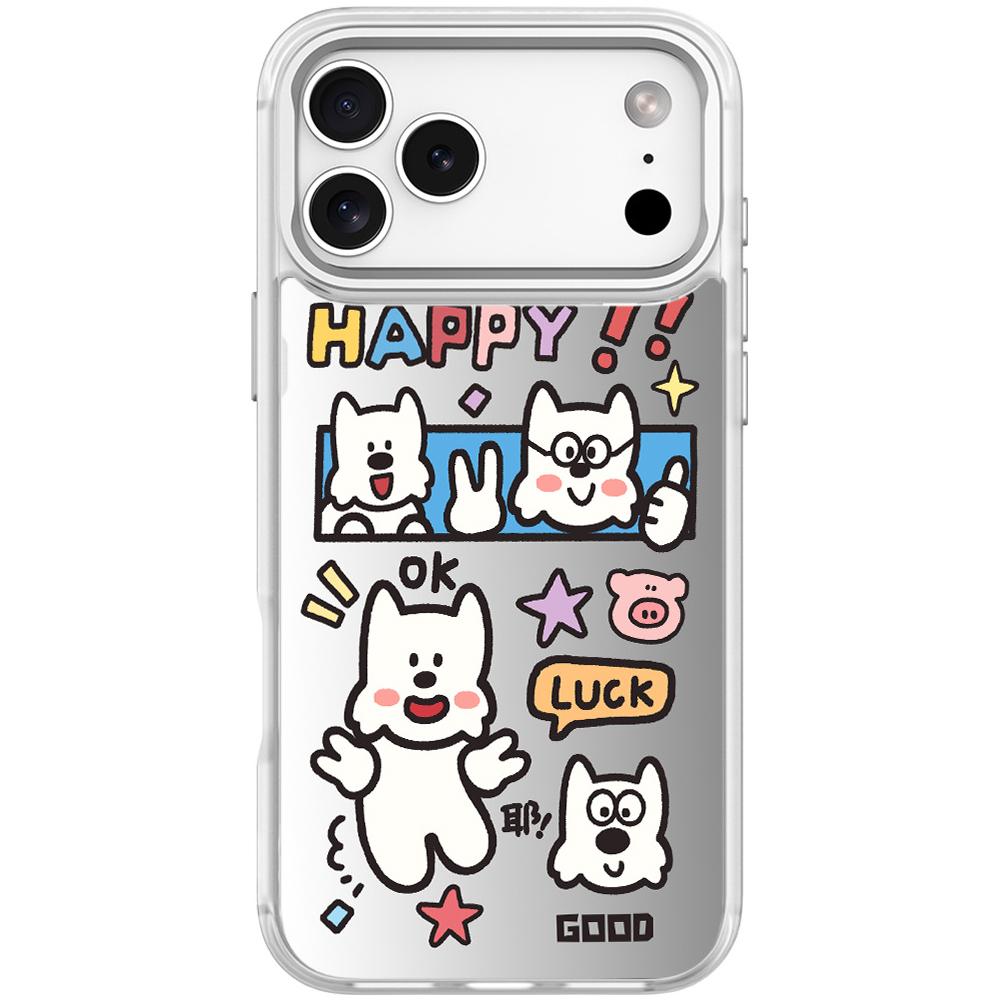 For iPhone 17 Pro Max Good Day Pattern Magnetic Phone Case(Transparent White) - Shopkiz.com