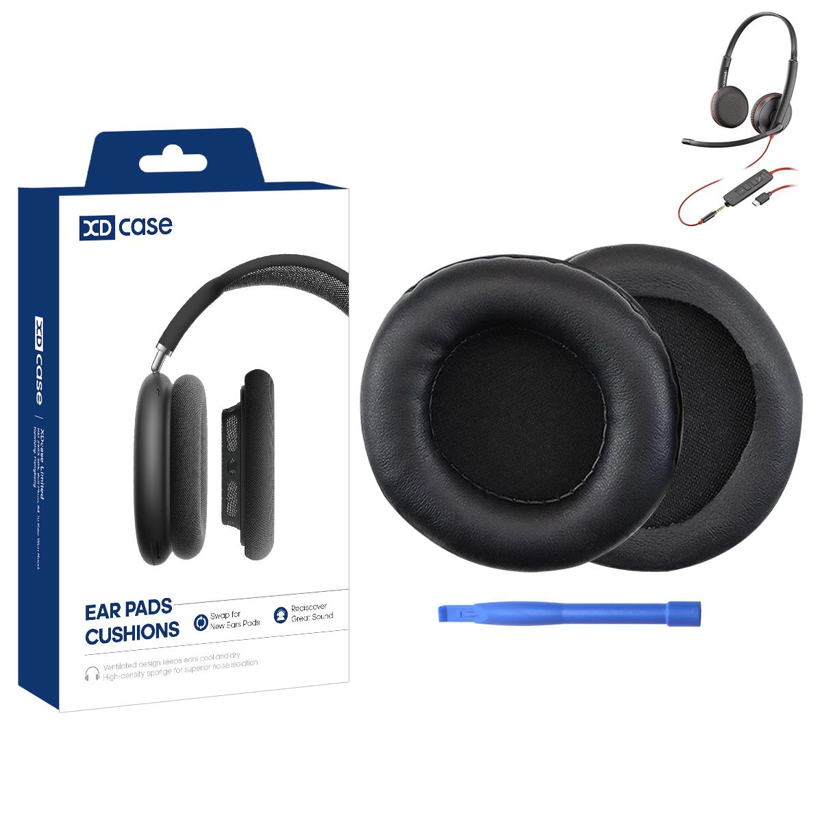 For Plantronics C3220 / C3225 / C3210 XDcase 1 Pair Headset Replacement Ear Pads with Prying Tool(PU Leather-Black) - Shopkiz.com