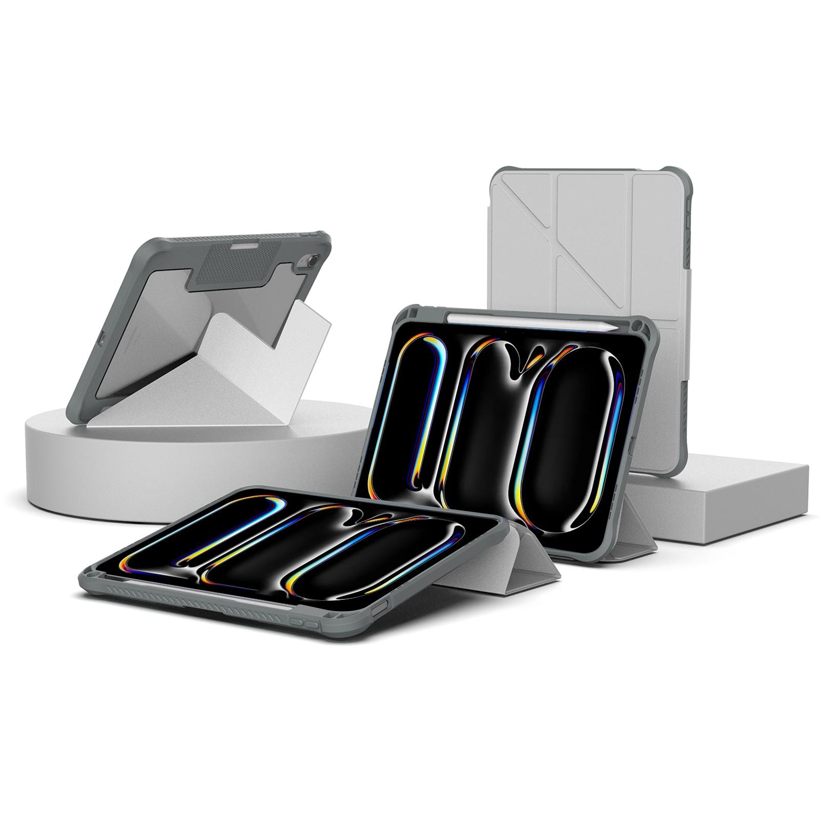 For iPad Air 11 2026 / 2025 / 2024 Mutural LiShi Series Y-shaped Multi-fold Vegan Leather Tablet Case(White) - Shopkiz.com