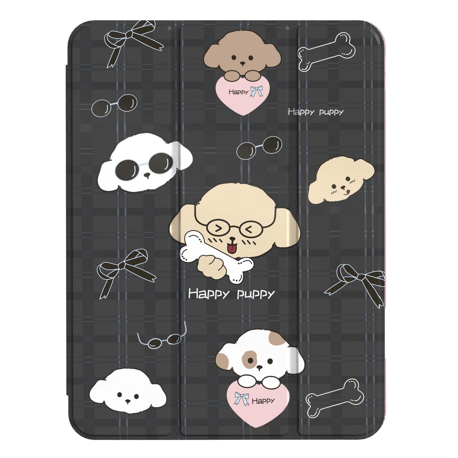 For iPad 2025 / 2022 Mutural XingYi Series Tri-fold Vegan Leather Tablet Case(Puppy Black) - Shopkiz.com