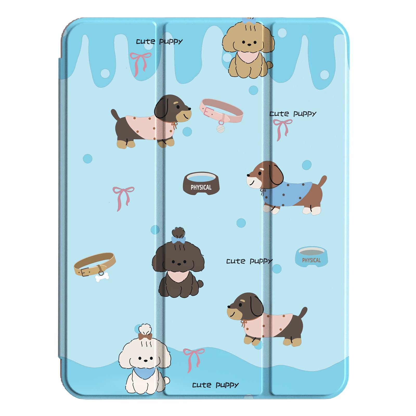 For iPad 2025 / 2022 Mutural XingYi Series Tri-fold Vegan Leather Tablet Case(Puppy Sky Blue) - Shopkiz.com