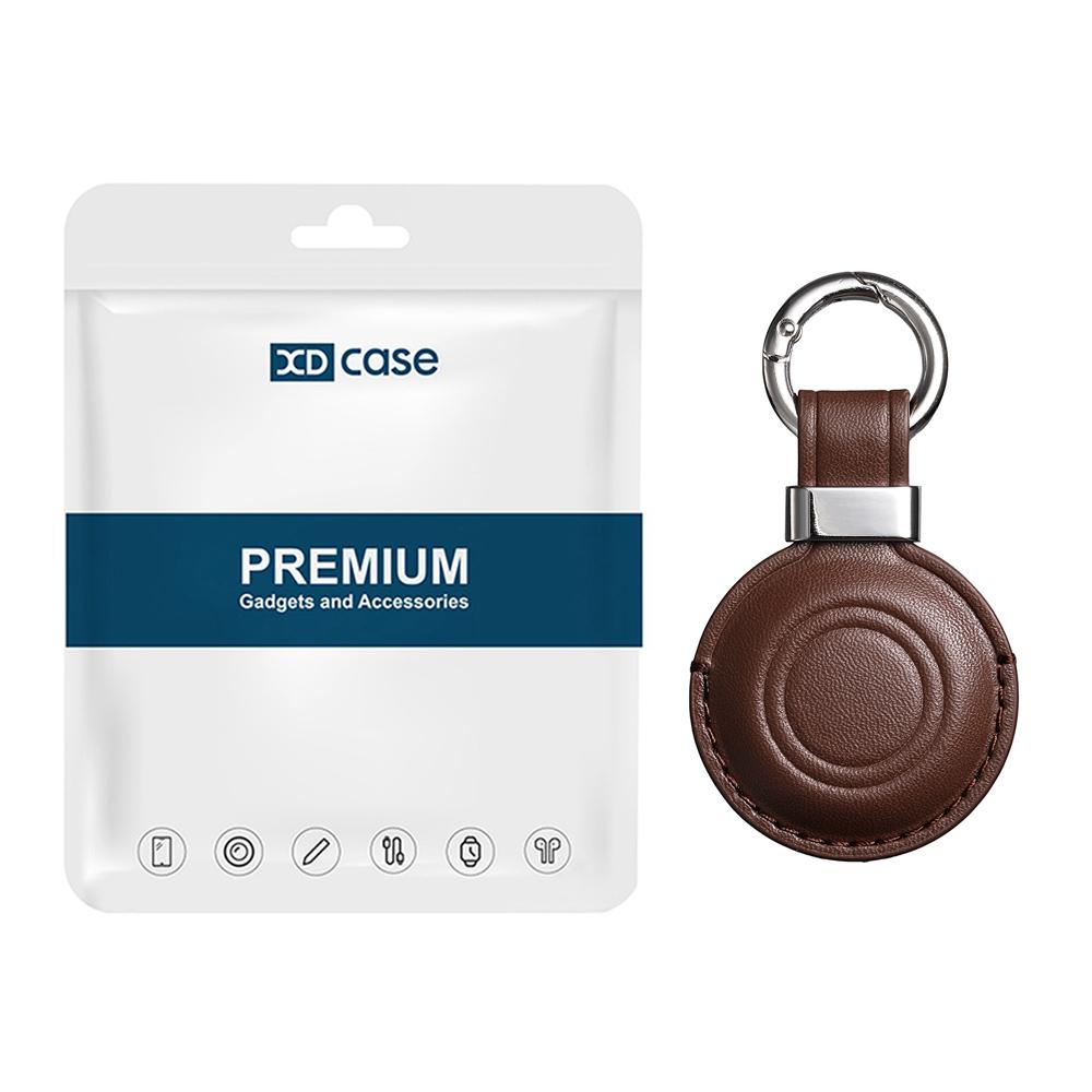 For AirTag 2nd Gen / 1st Gen XDcase Metal Clip Microfiber Leather Protective Case with Key Ring(Brown) - Shopkiz.com