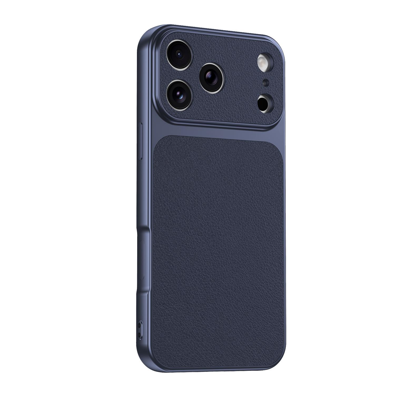 For iPhone 17 Pro Max Lambskin Series Skin Feel Shockproof Phone Case(Dark Blue) - Shopkiz.com