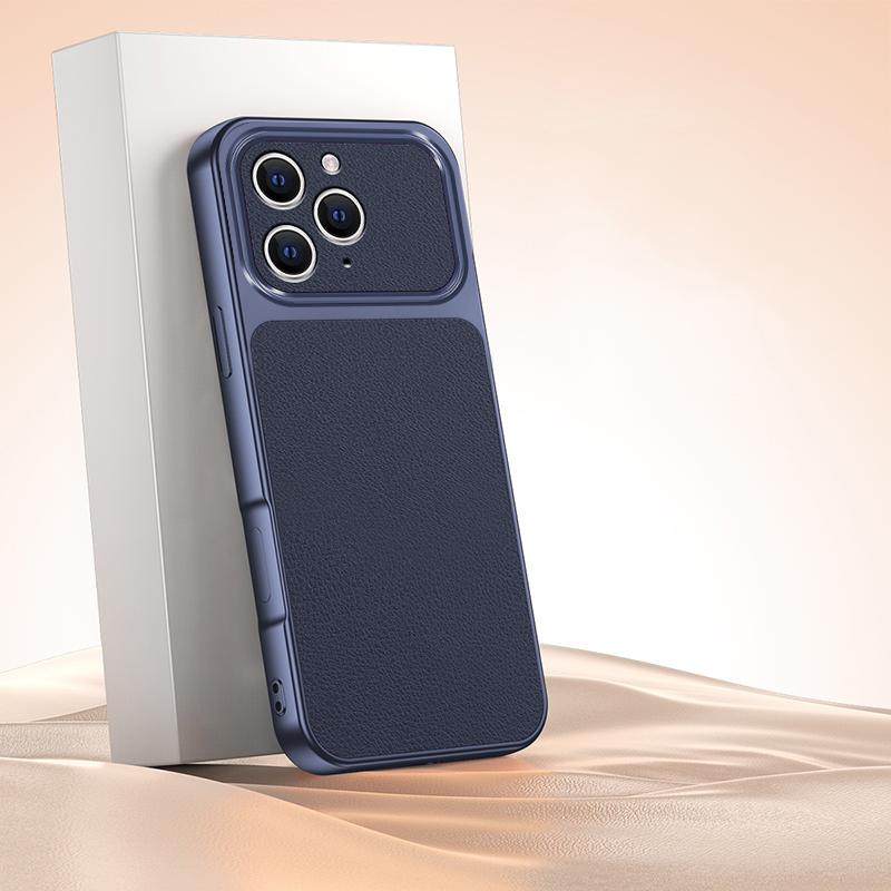 For iPhone 12 Pro Max Lambskin Series Skin Feel Shockproof Phone Case(Dark Blue) - Shopkiz.com