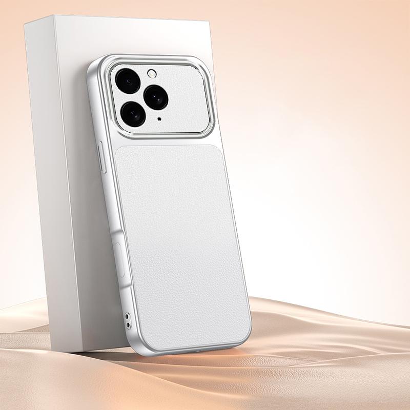 For iPhone 15 Pro Lambskin Series Skin Feel Shockproof Phone Case(Silver) - Shopkiz.com