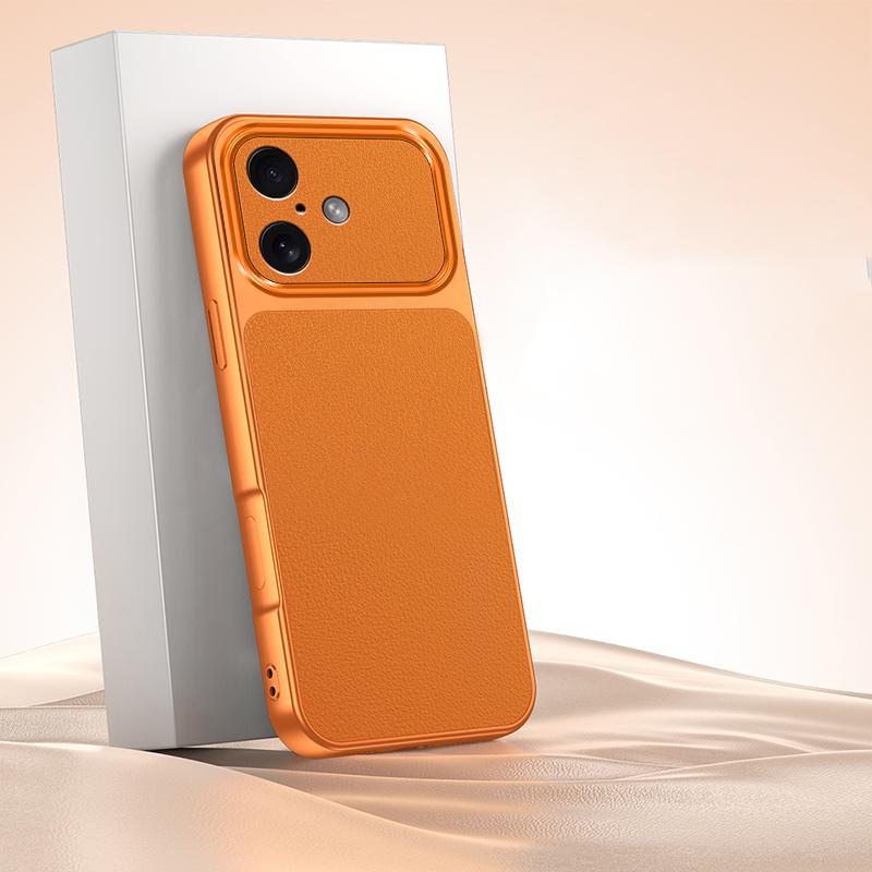 For iPhone 16 Lambskin Series Skin Feel Shockproof Phone Case(Orange) - Shopkiz.com