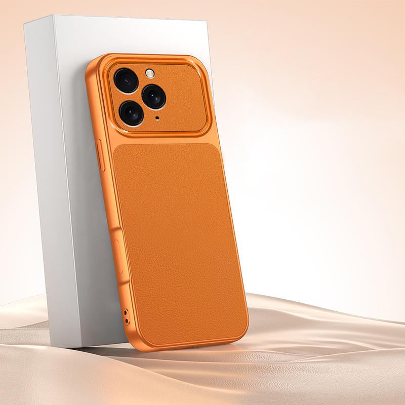 For iPhone 16 Pro Lambskin Series Skin Feel Shockproof Phone Case(Orange) - Shopkiz.com