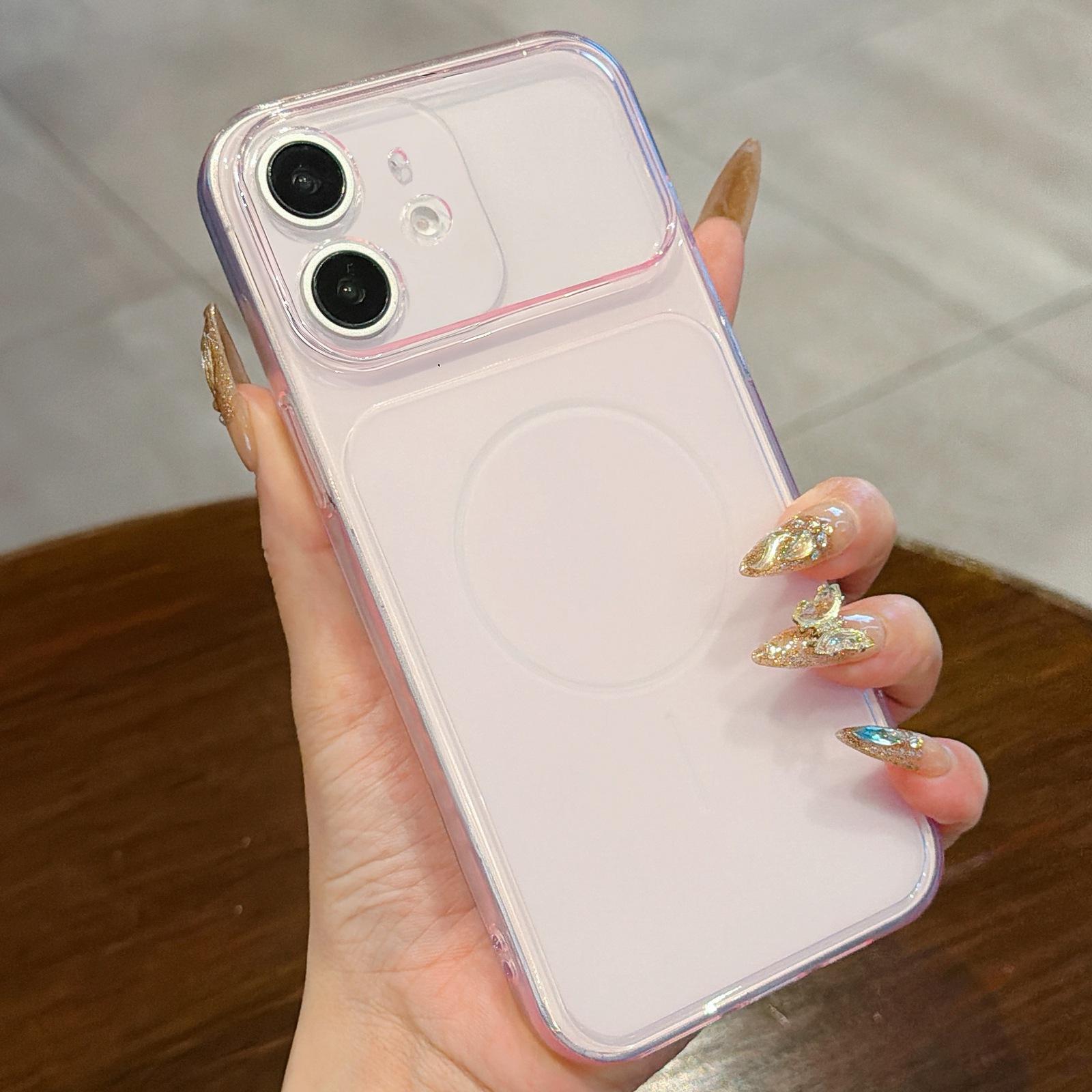 For iPhone 11 Large Window Precision Hole Translucent Frosted TPU Phone Case(Pink) - Shopkiz.com