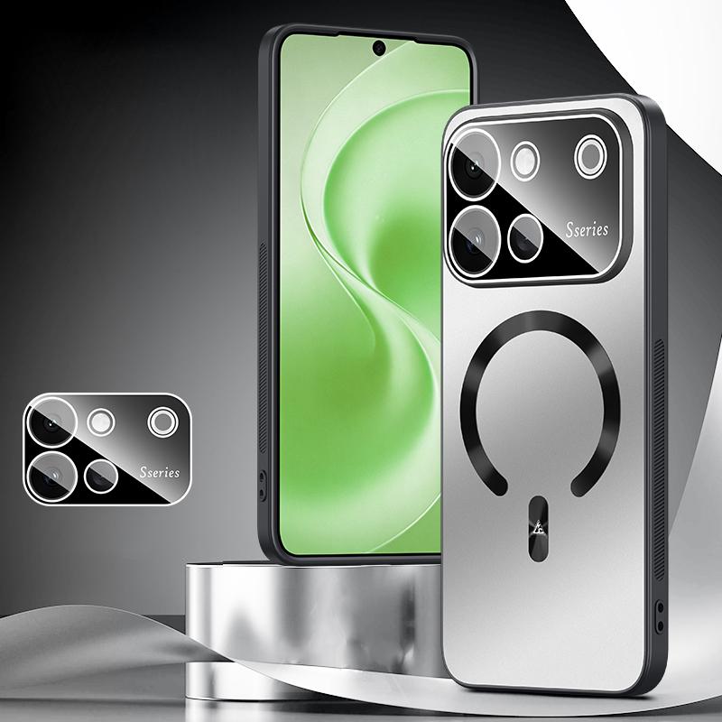 For vivo S60 5G Ice Magnetic Explosion-proof Lens Film PC Phone Case(Space Silver) - Shopkiz.com